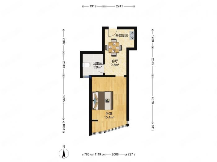 凤凰莱茵苑 1室1厅1卫 42m&sup2;