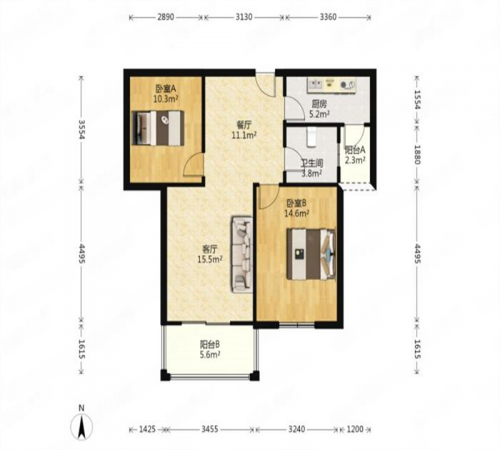 学士府 3室1厅1卫 86.00m&sup2;