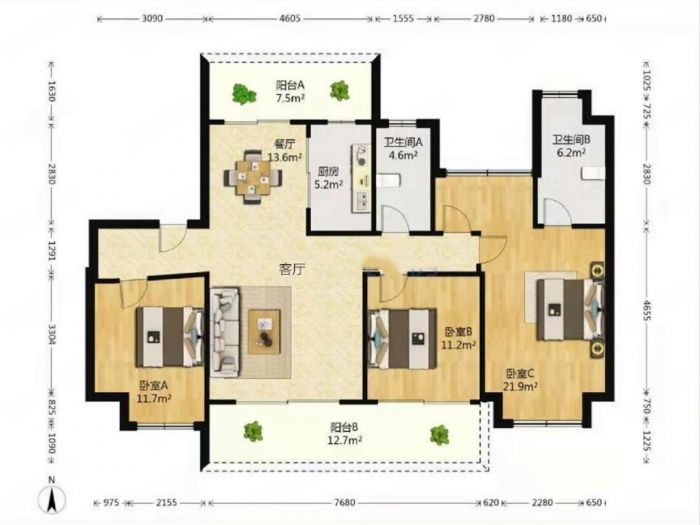 碧桂园时代悦城 4室2厅2卫 192m&sup2;