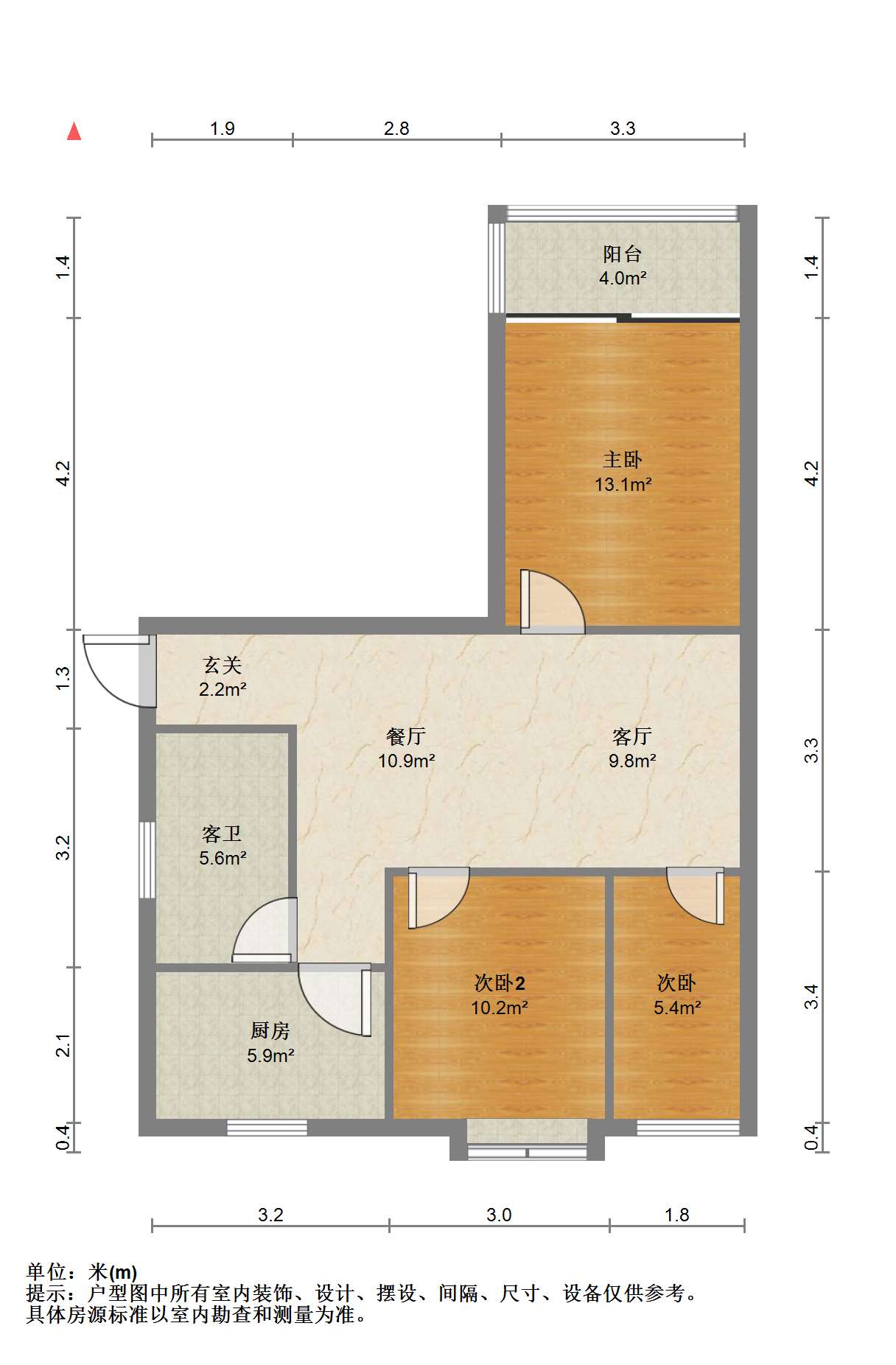 融悦华庭 3室2厅1卫 84.00m&sup2;