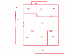 濠西园中北小区 3室2厅1卫 130m&sup2;
