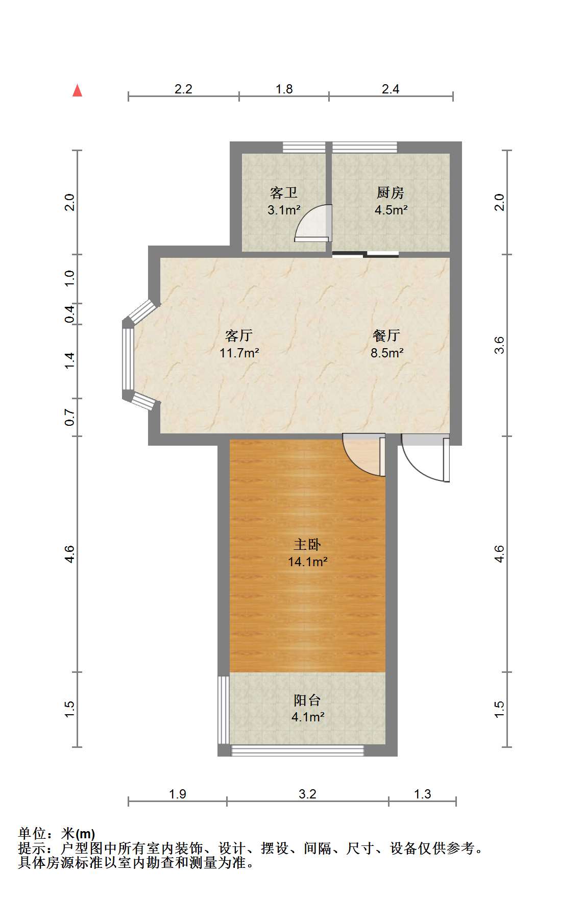 百家花苑 1室1厅1卫 61m&sup2;