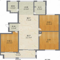 兴石花园 3室2厅1卫 130m&sup2;