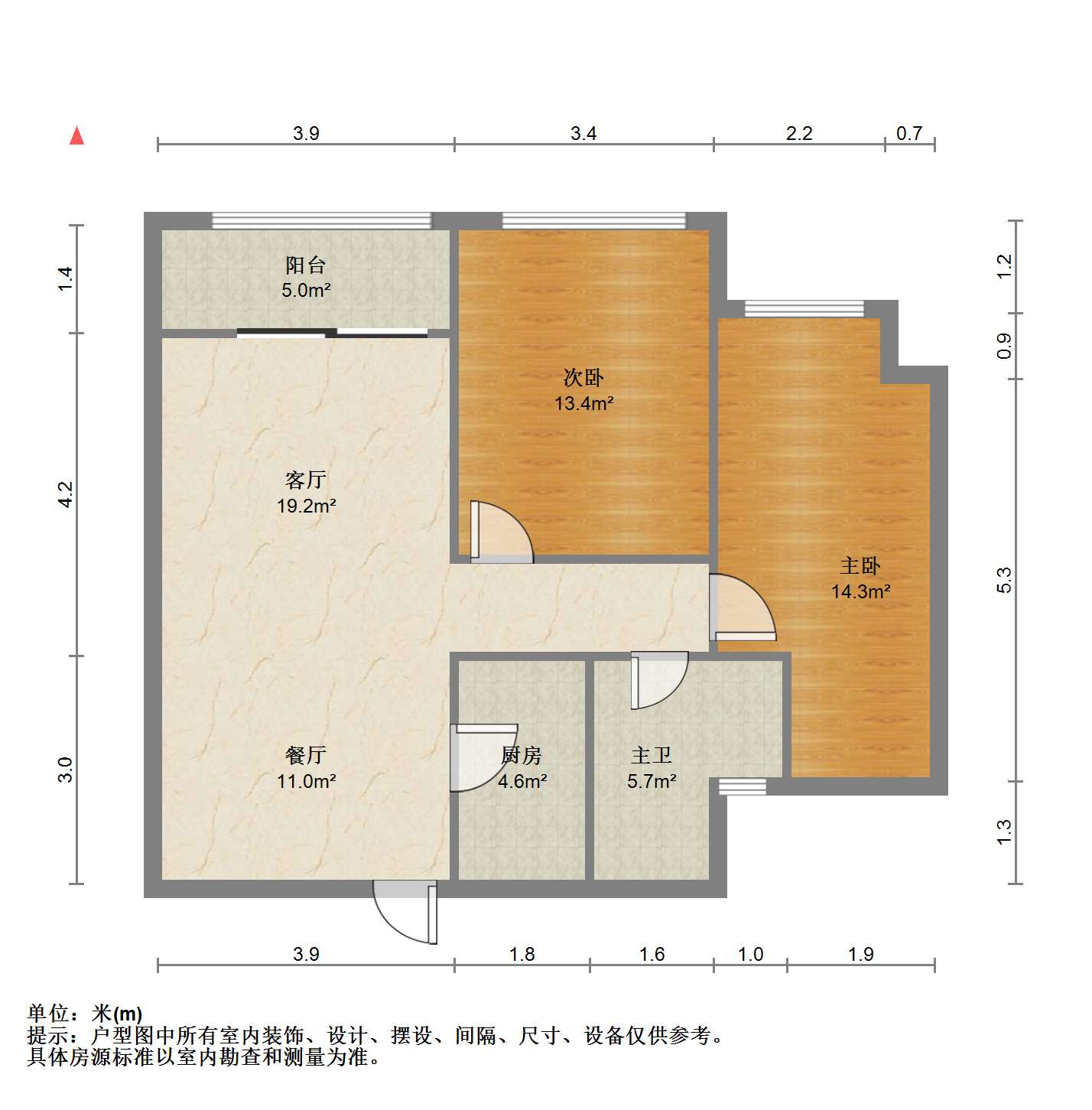 景华城 2室1厅1卫 102m&sup2;