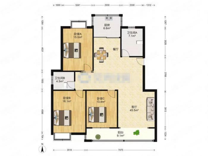 春晖花园 3室2厅2卫 138m&sup2;