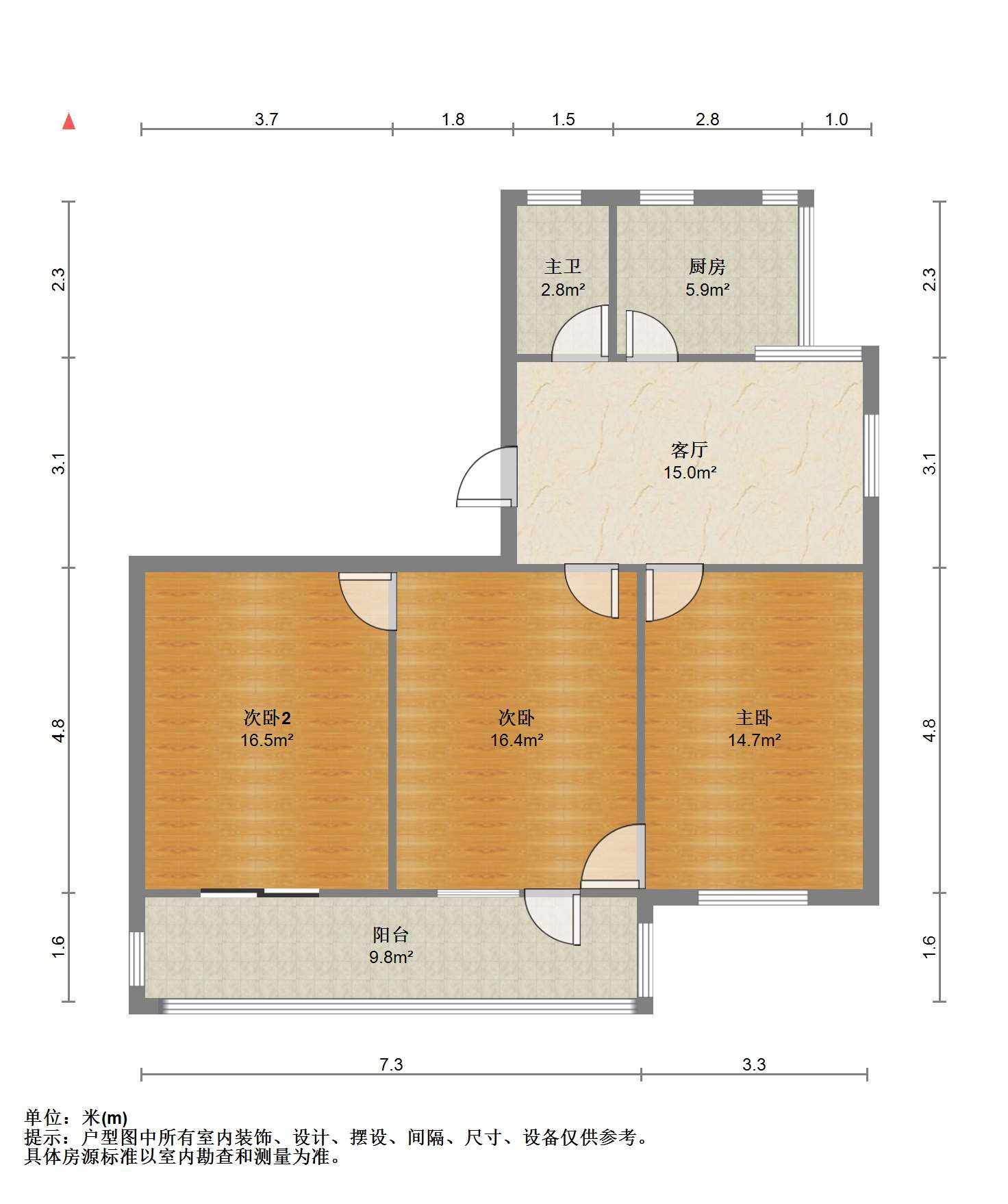 白家园 3室1厅1卫 96m&sup2;