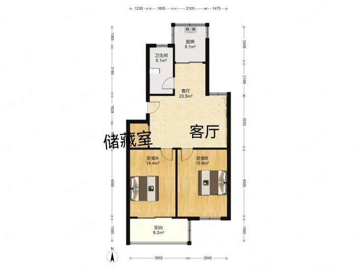 新港花苑 4室2厅2卫 106.5m&sup2;