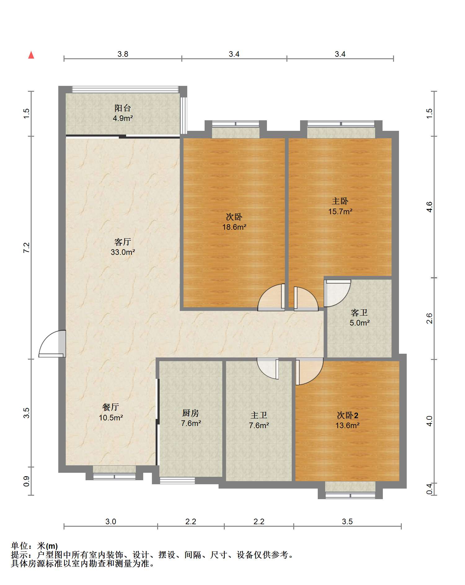 苏建花园城 3室2厅2卫 143.00m&sup2;