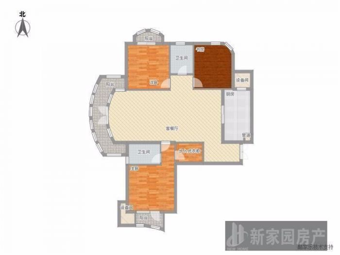 绿城玉兰公寓 3室2厅2卫 137.82m&sup2;
