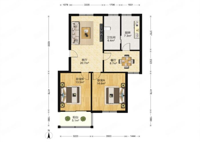 教育新村 3室1厅1卫 92m&sup2;