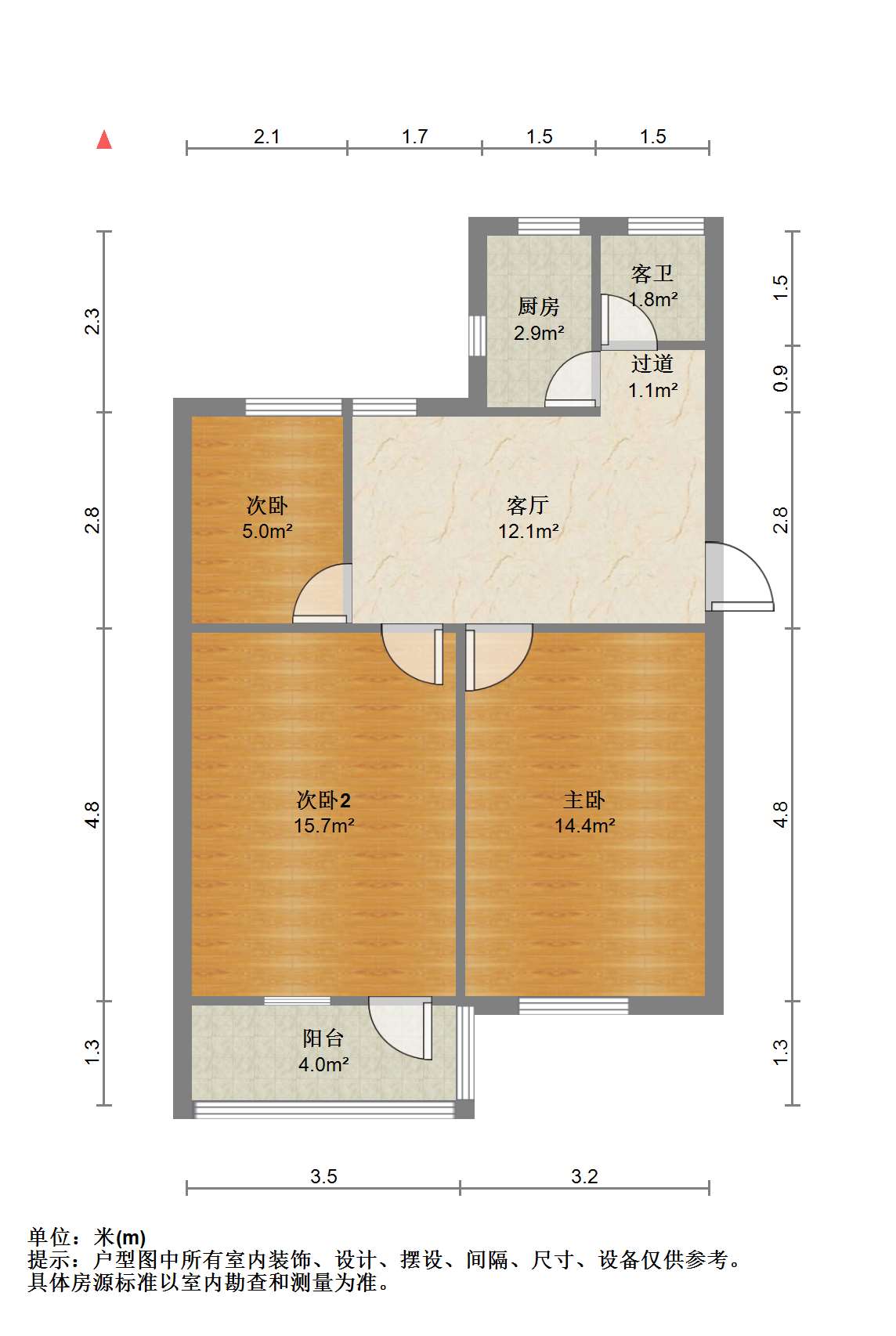 花园角 3室1厅1卫 72.68m&sup2;
