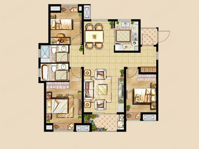 中南世纪花城三期 3室2厅2卫 138m&sup2;