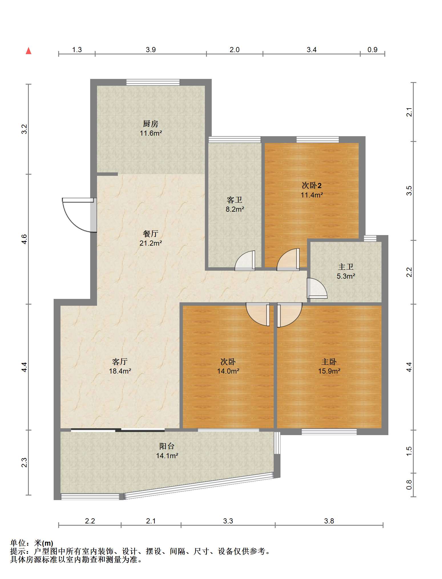 天安花园 3室2厅2卫 137.30m&sup2;
