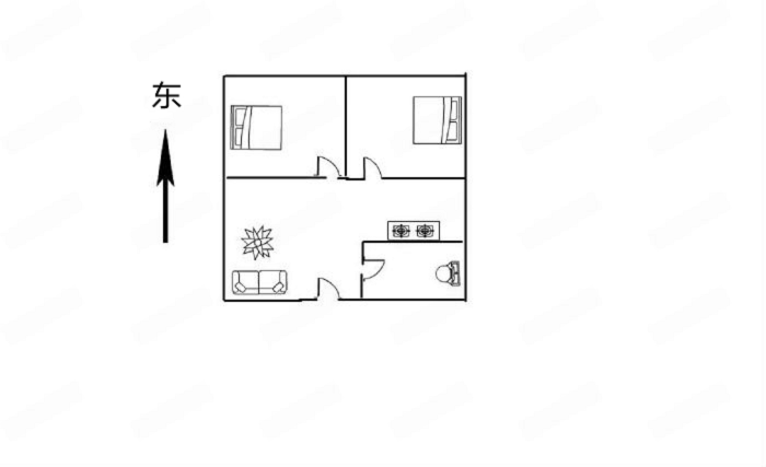 财富商城 2室1厅1卫 63.92m&sup2;