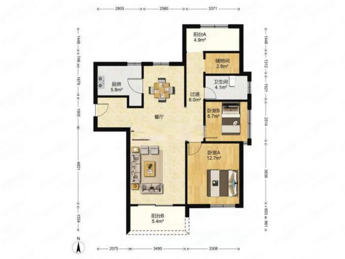 江山鼎 3室2厅1卫 110m&sup2;