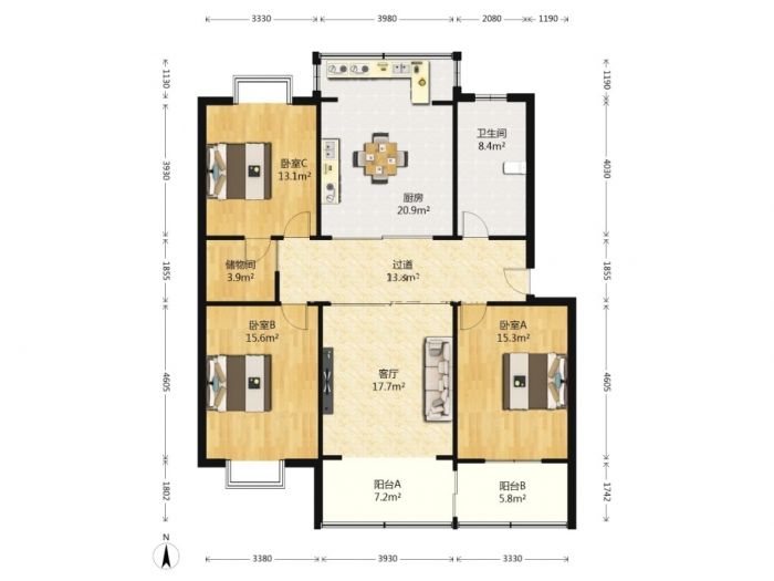 新龙花苑 6室3厅3卫 223.24m&sup2;
