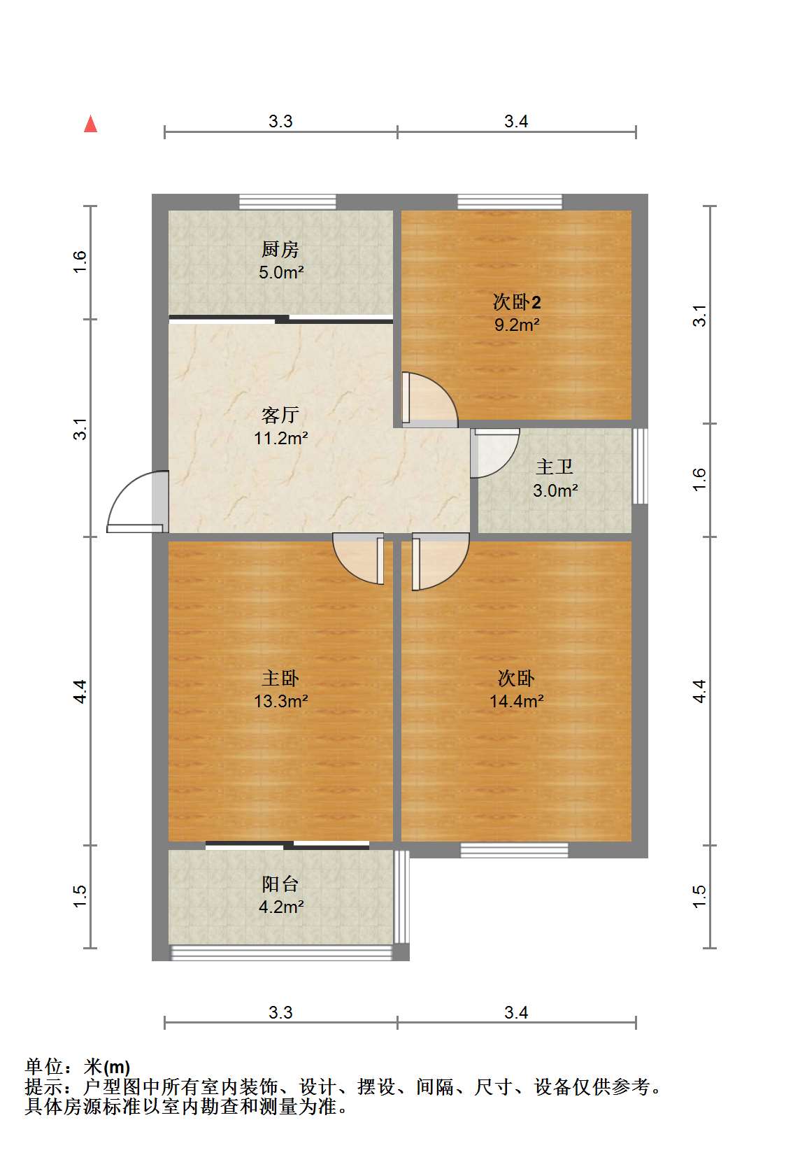姚港路22号 3室1厅1卫 79.68m&sup2;