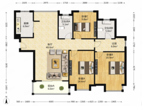 光明幸福天地 3室2厅2卫 144m&sup2;