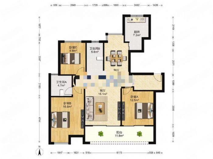 远创樾府 3室2厅2卫 117.3m&sup2;