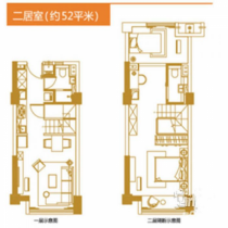 万科爱情公寓 2室1厅1卫 70m&sup2;