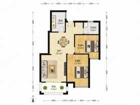 尚海城 2室2厅1卫 89m&sup2;