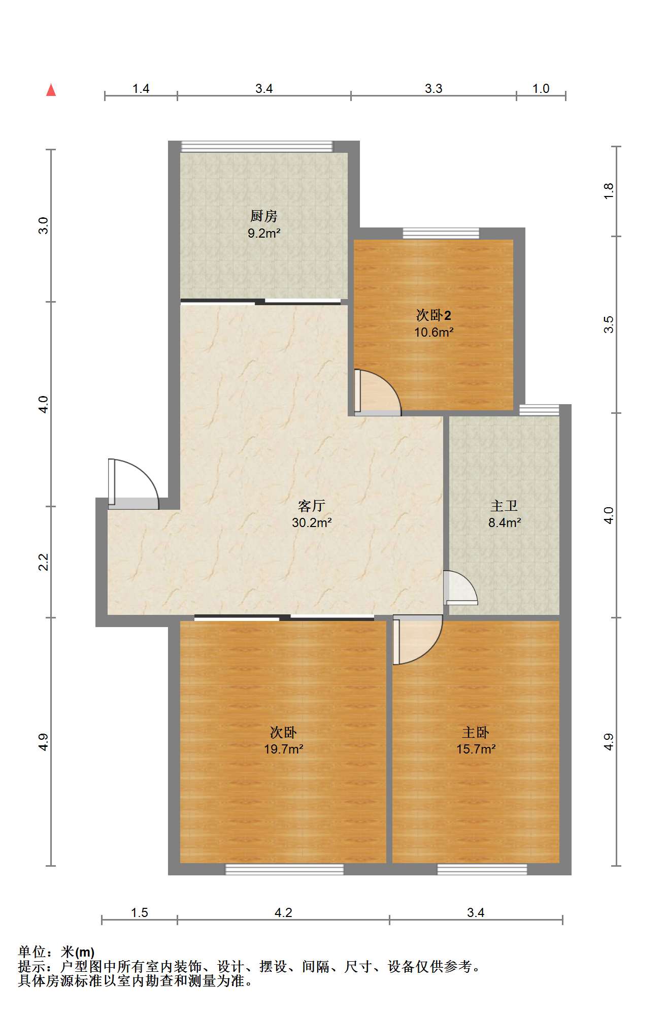 城港花苑西区 3室1厅1卫 104m&sup2;