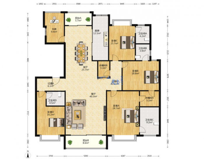 第九园 5室2厅4卫 244m&sup2;