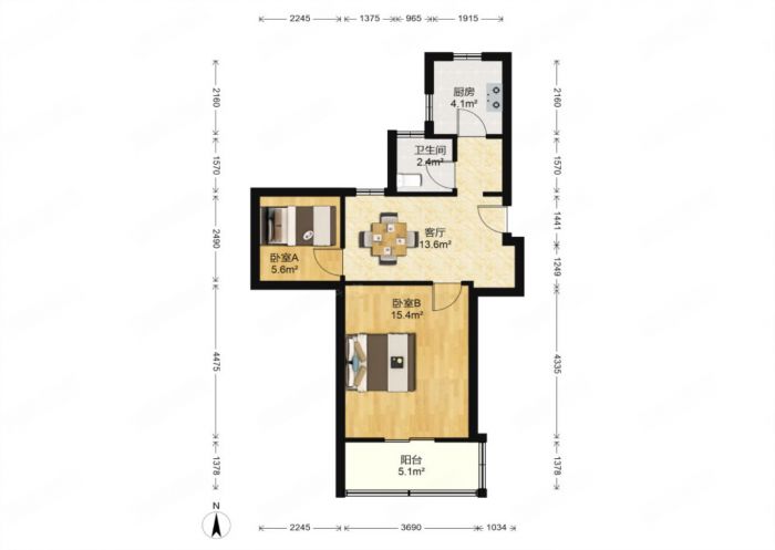 城南新村(崇川区) 2室1厅1卫 58m&sup2;