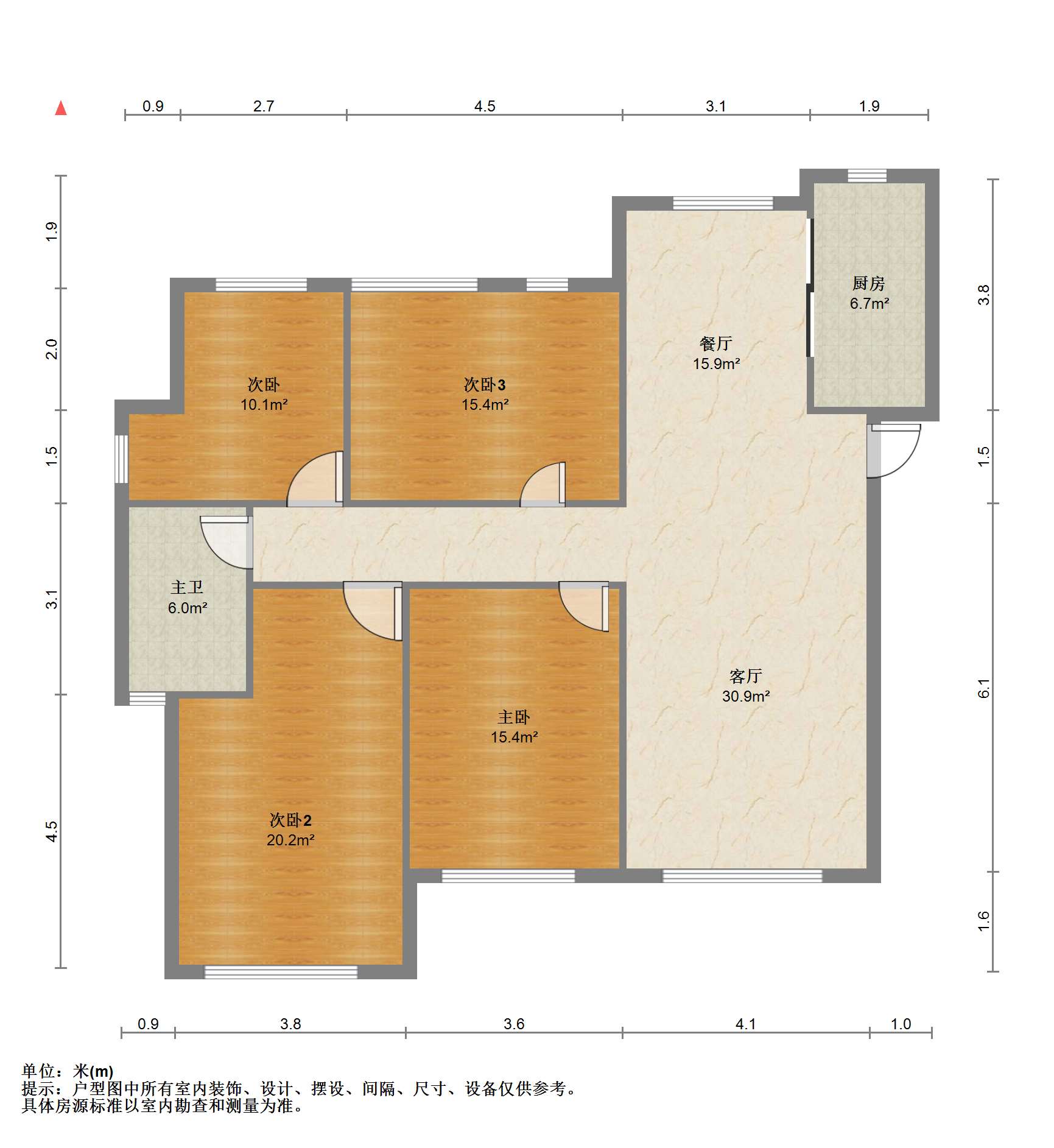 五洲御锦城 4室2厅1卫 143.00m&sup2;