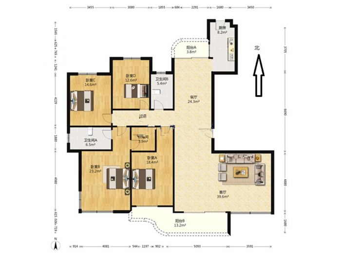 文景嘉苑 4室2厅2卫 226.9m&sup2;