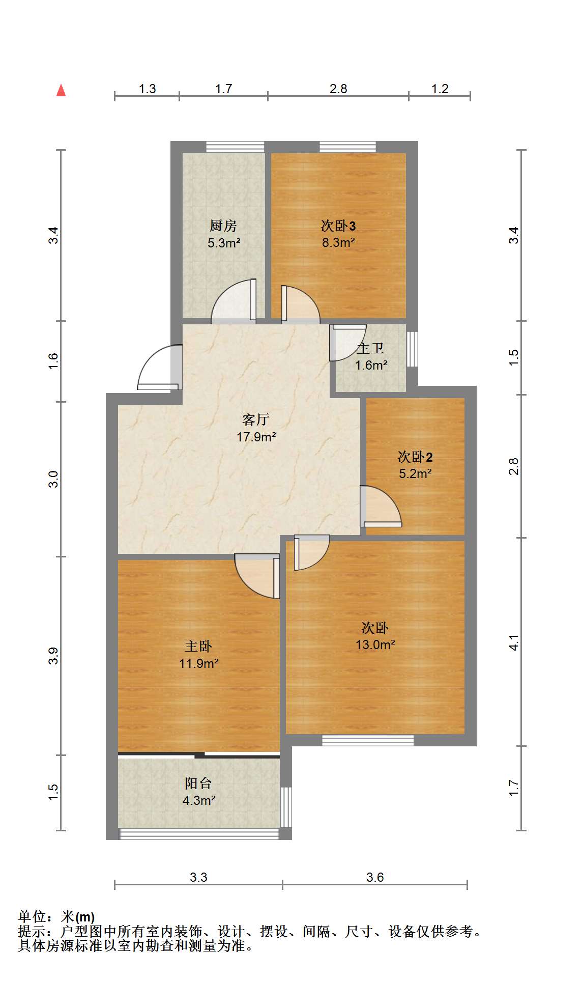 郭里园 4室1厅1卫 80.14m&sup2;