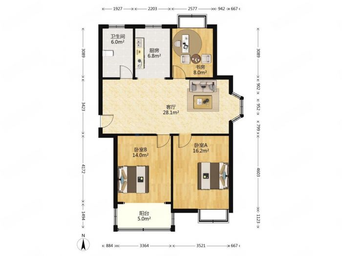 春晖花园 3室1厅1卫 100.54m&sup2;
