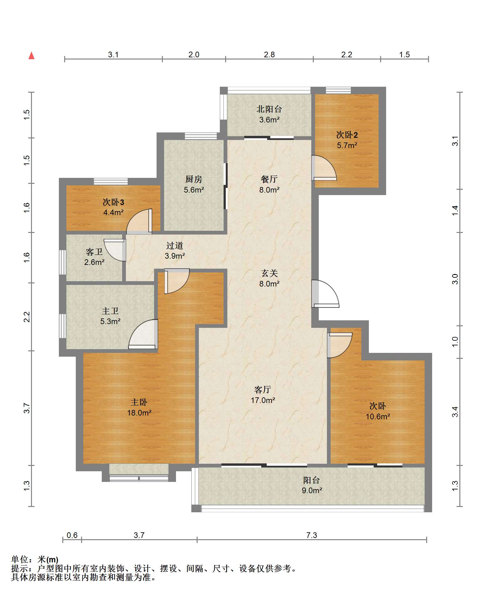 世茂云锦（九龙庭广场） 3室2厅2卫 129.00m&sup2;