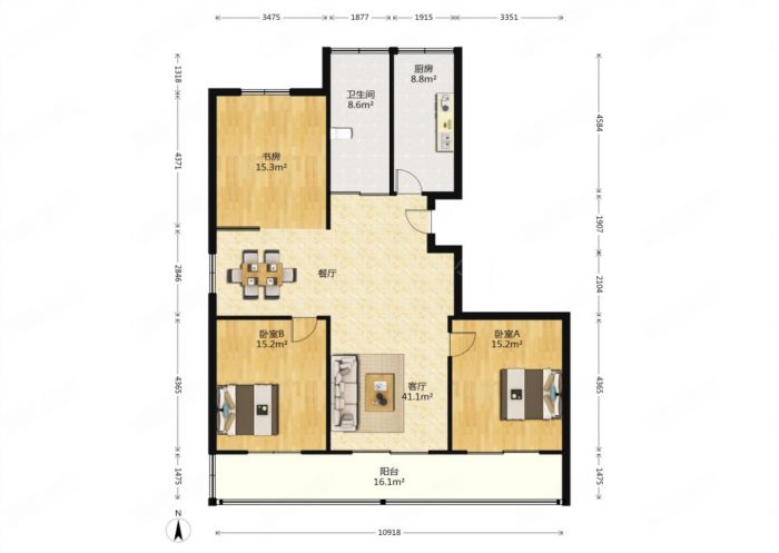 锦安花园 3室2厅1卫 134.5m&sup2;