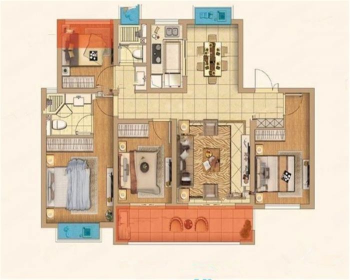 中南熙悦(南通经济技术开发区) 4室2厅2卫 122m&sup2;