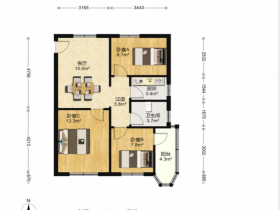 华能大厦 3室1厅1卫 82m&sup2;