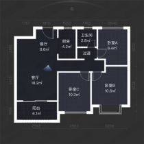 林肯公园 3室2厅1卫 92m&sup2;