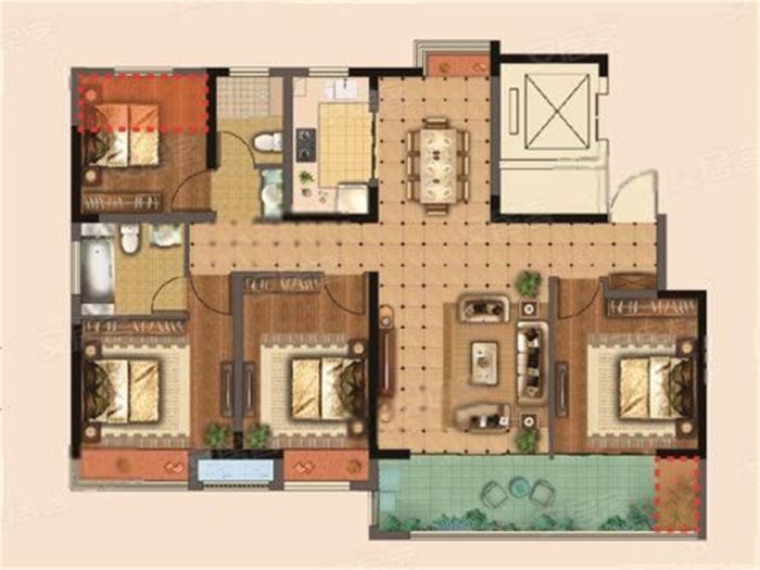 远创樾府 4室2厅2卫 130m&sup2;