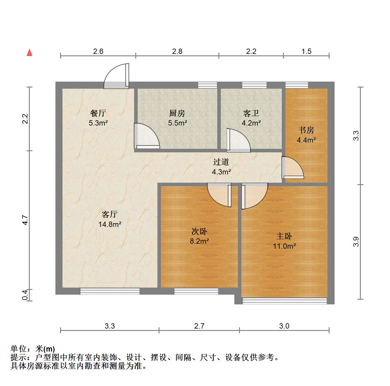 湖滨华庭 3室2厅1卫 91.00m&sup2;