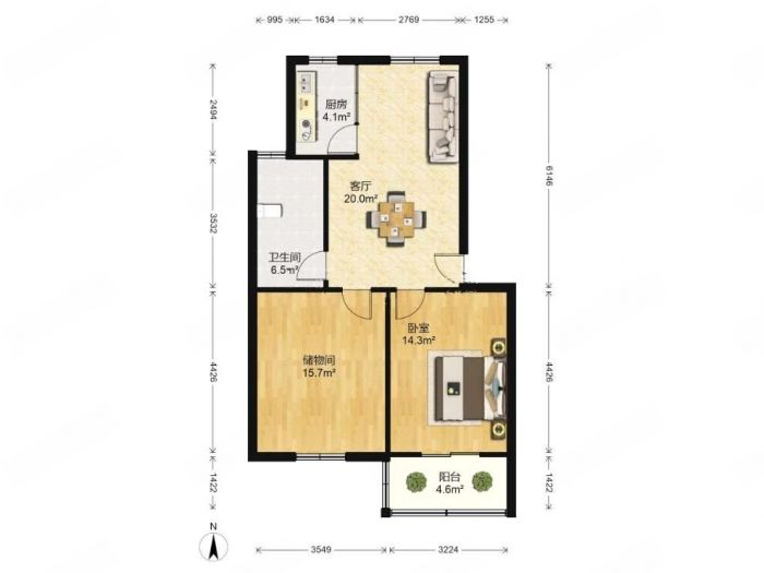 德民花苑 2室1厅1卫 78.34m&sup2;