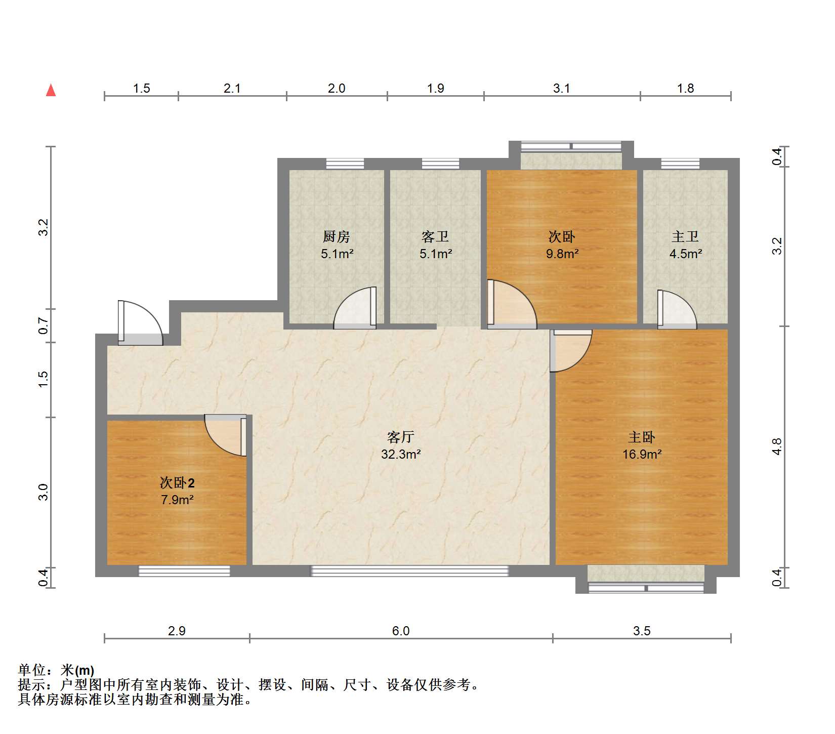 中铁逸都 3室2厅1卫 116m&sup2;