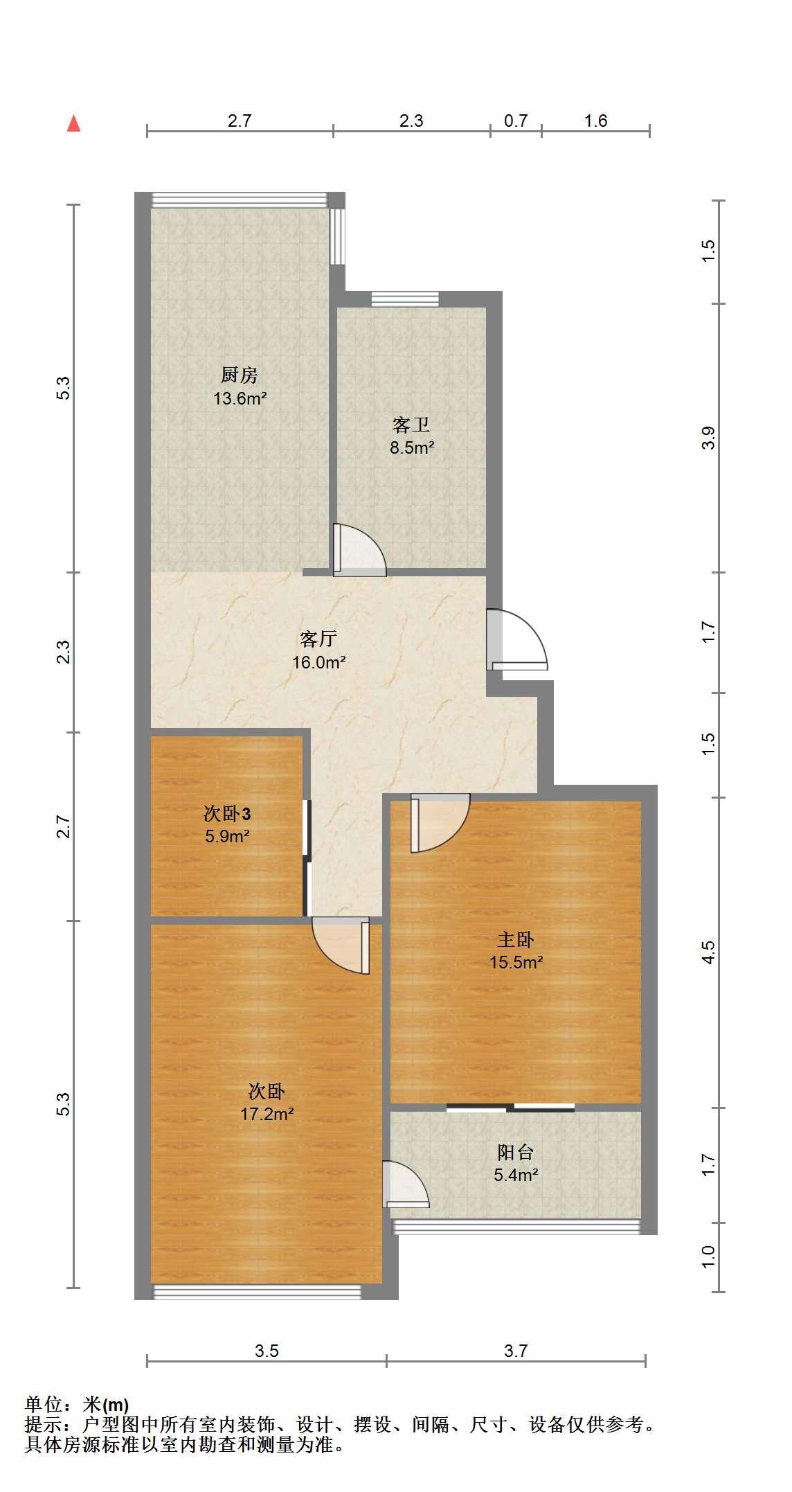 百花南苑 3室1厅1卫 81.00m&sup2;