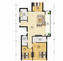万科金域蓝湾 3室2厅2卫 136.57m&sup2;