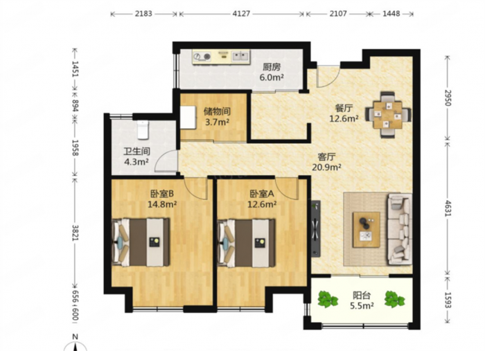 保利香槟国际 3室1厅1卫 99.8m&sup2;