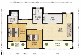 世茂新界 3室2厅2卫 88m&sup2;