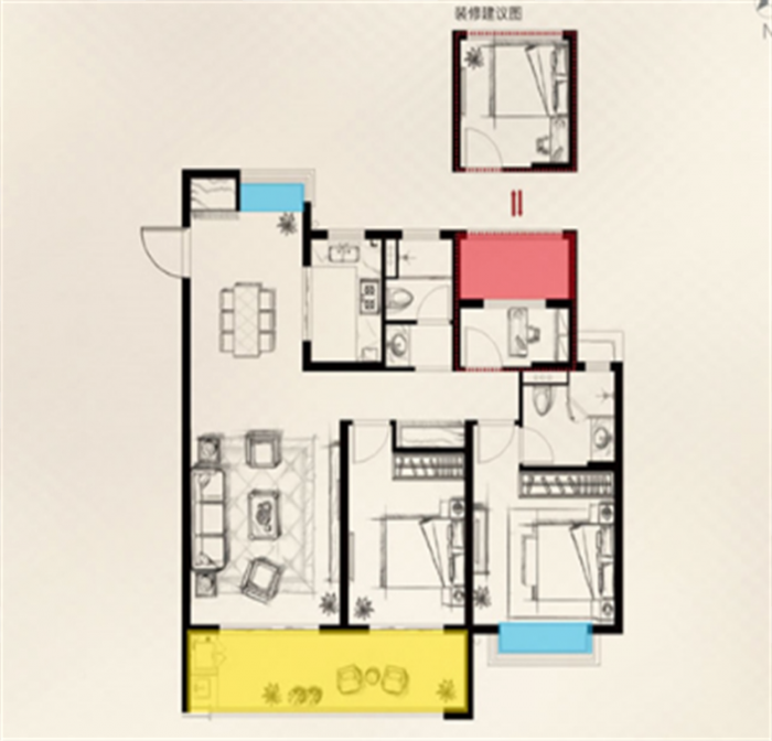 时光漫城 3室2厅2卫 117.00m&sup2;