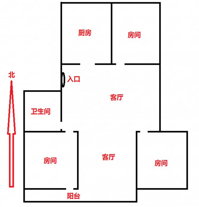 北濠桥东村 3室2厅1卫 109m&sup2;