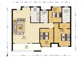 富力半岛花园 3室2厅2卫 130m&sup2;