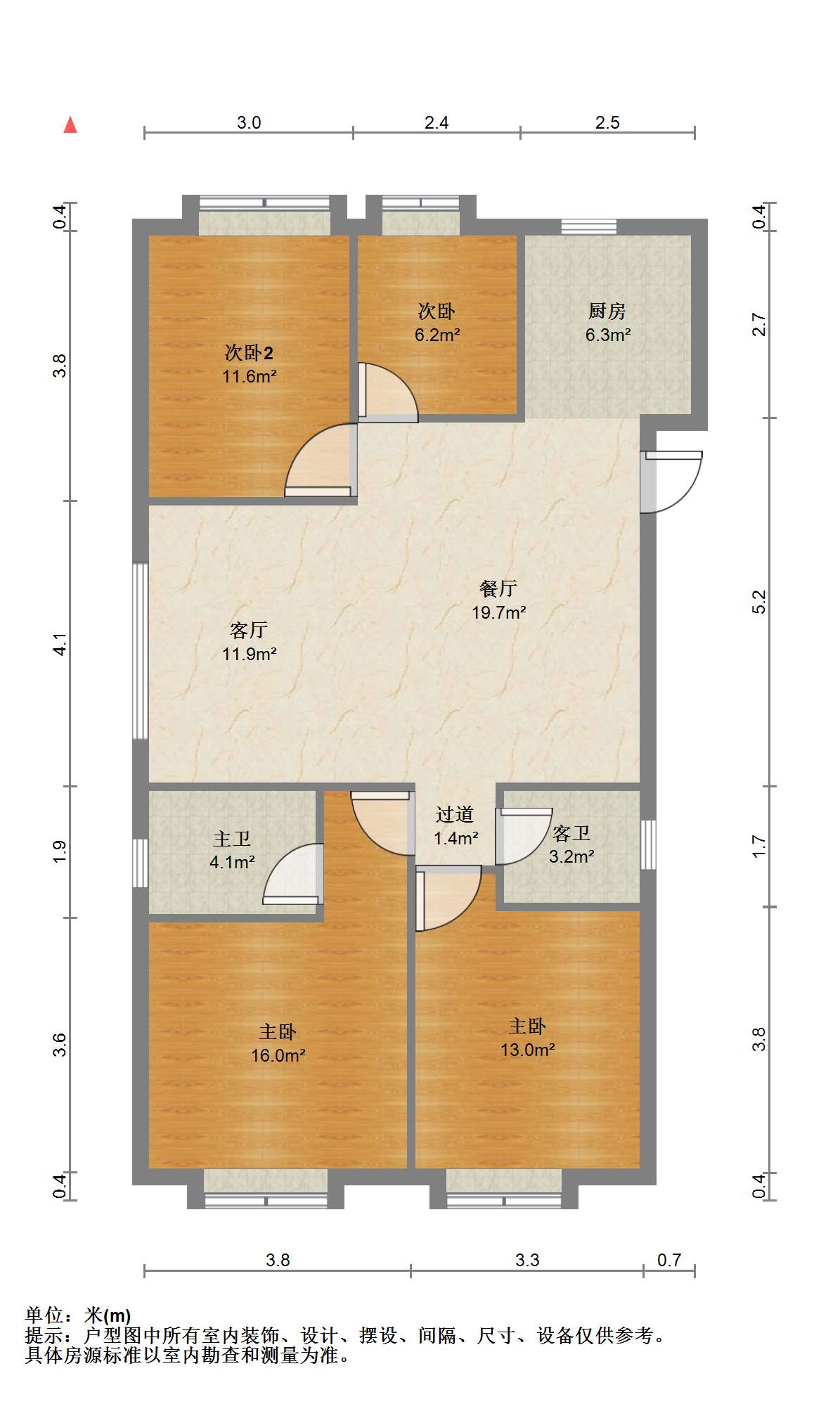 悦达悦海名邸 4室2厅2卫 125m&sup2;