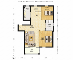 紫荆花园 3室2厅1卫 96m&sup2;